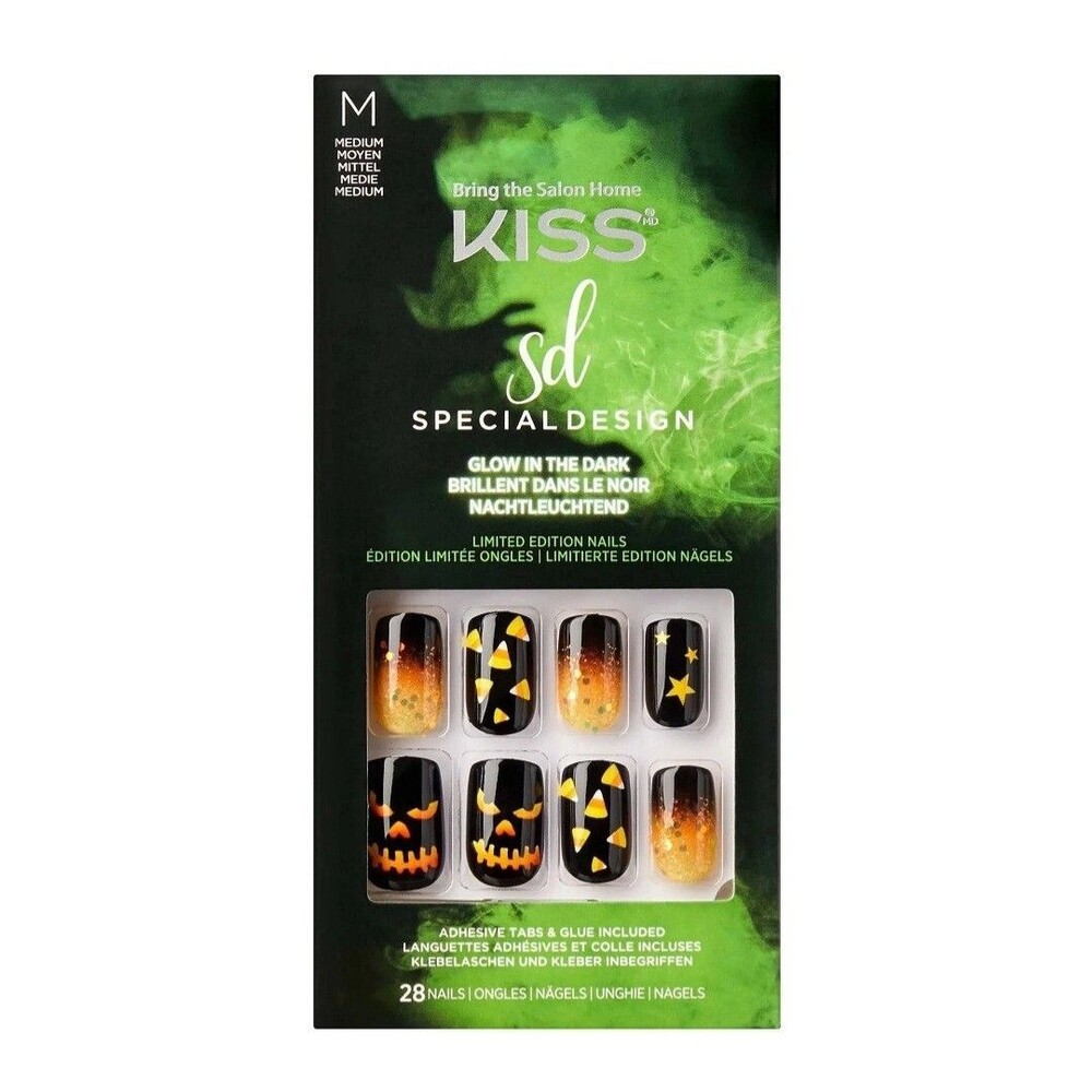 3x Kiss Halloween Special Design Nails Lot Glow Voguish Short Square Candy Corn - Picture 6 of 12